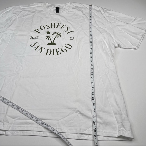 Poshmark Poshfest San Diego Tee Tshirt White Olive Green Lettering Swag 3X New - Picture 8 of 12